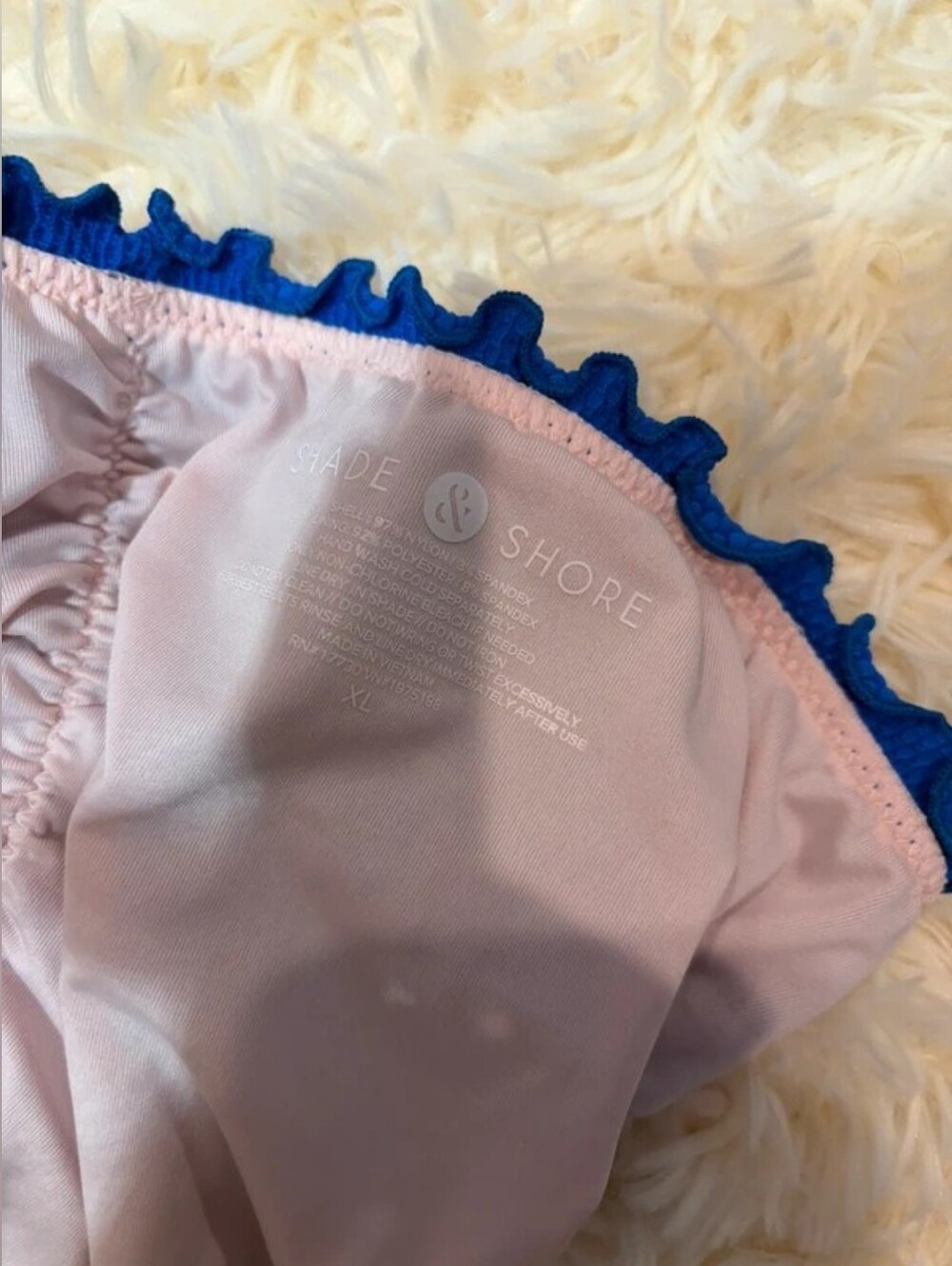 Shade & Shore Pink and Blue Ruffle Bikini Bottom